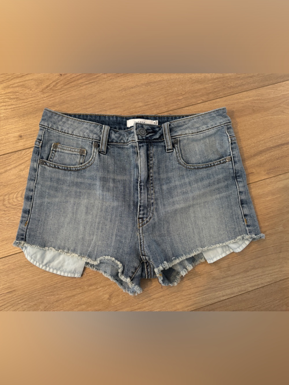 Talula Light Wash Distressed Denim Shorts